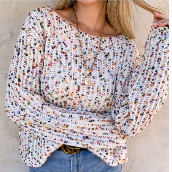 EXCELLENT CONDITION AMOLI MULTICOLOR CONFETTI KNOT TWIST SWEATER MEDIUM/LARGE - Picture 6 of 11